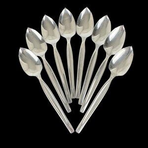 Wm Rogers Co Stainless Grapefruit Spoon Set of 8 USA Silverware Dining Citrus